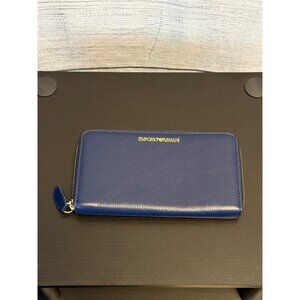 Emporio Armani Blue Leather Zip Wallet